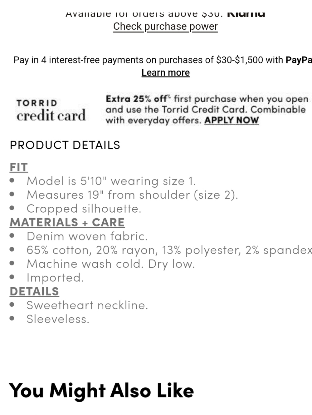 torrid dark indigo denim bustier crop top - Picture 5 of 6
